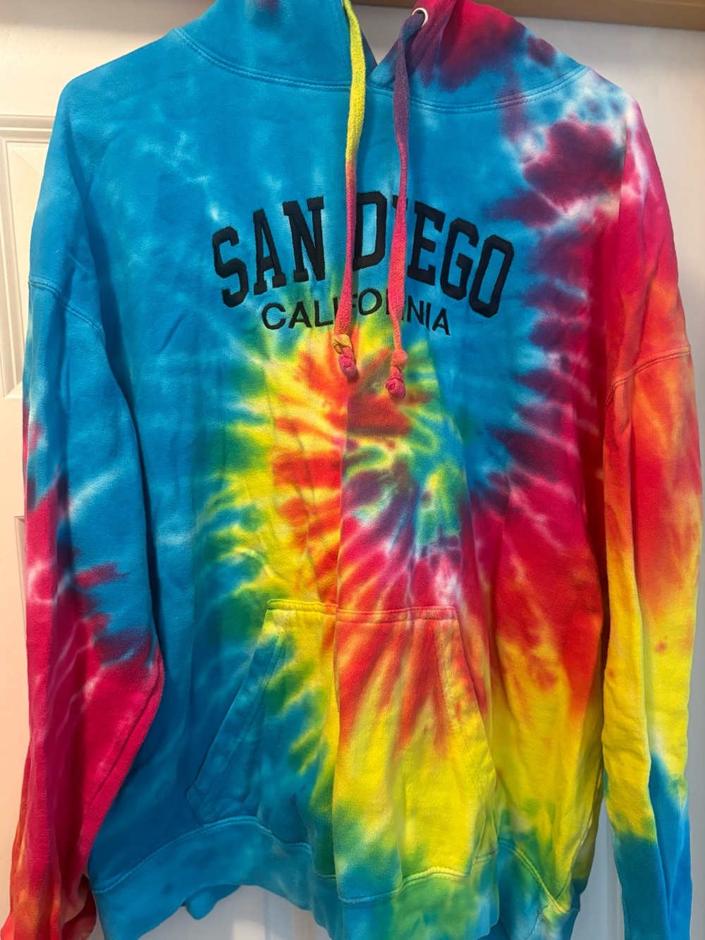 Bright Tie Dyed Hoodie Pullover Jacket Unisex San Diego California Size XXL
